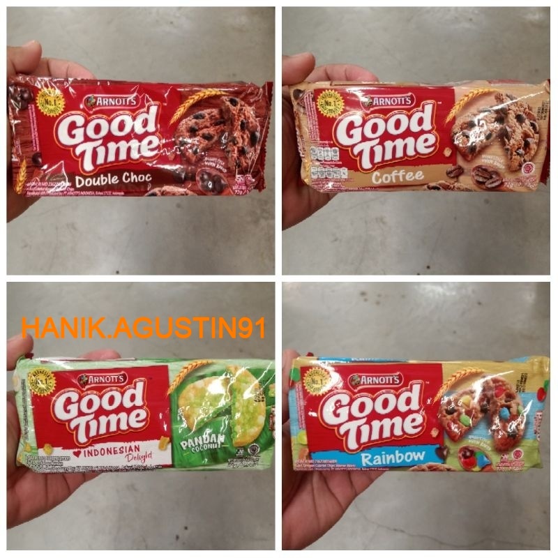 

Good time double choc / coffee / classic / rainbow / pandan arnotts goodtime chip cookies 72gr