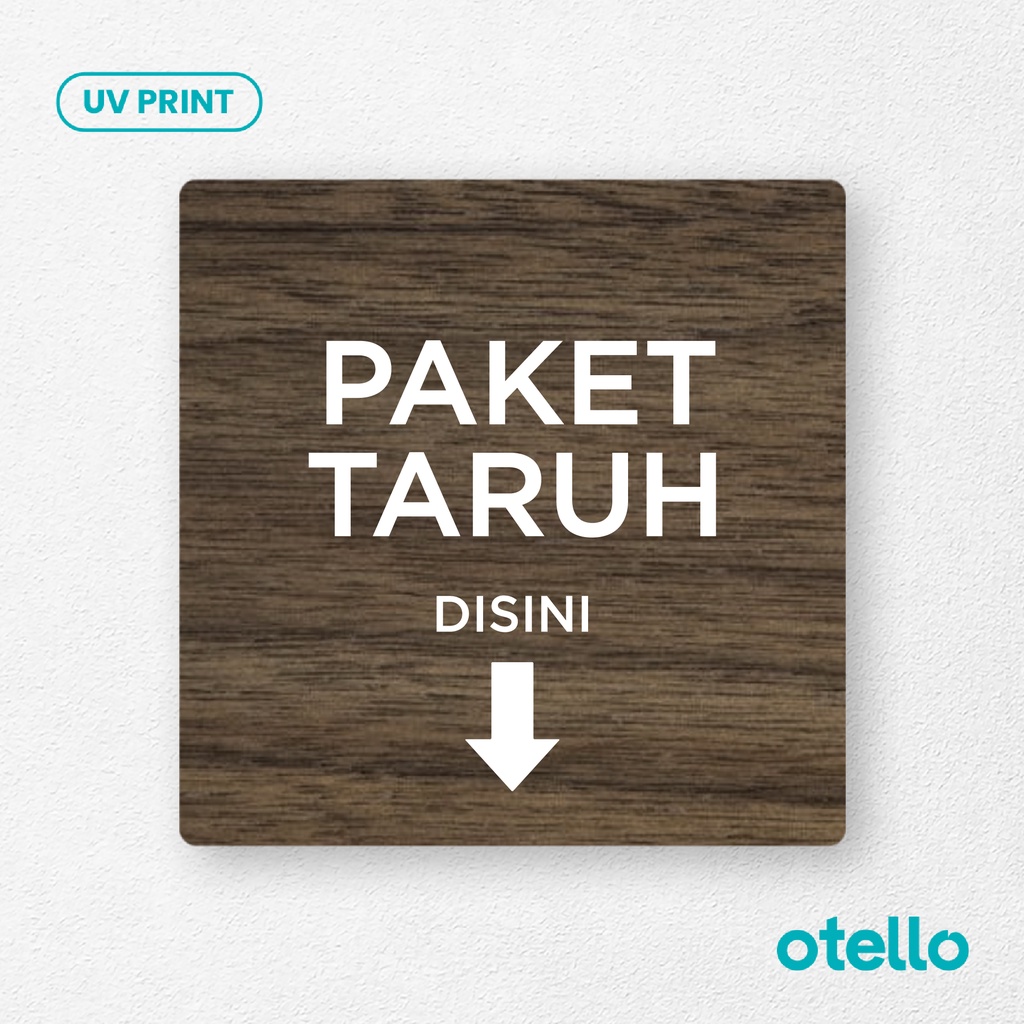 Signage Paket Taruh Disini Sign Board Kayu Wood Papan Rumah Ojol Kurir Label Tempel Dinding Ojek Online Petunjuk