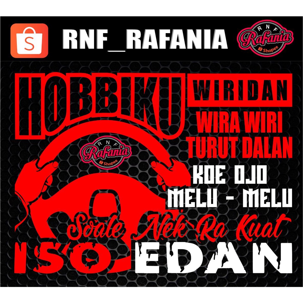 STICKER KACA PINTU/BODY MOBIL HOBBIKU WIRIDAN WIRA WIRI TURUT JALAN TRUCK/PICK UP/L300