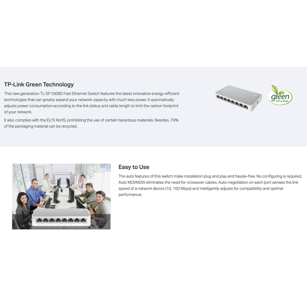 TP-Link TL-SF1008D 8 Port 10 / 100Mbps Desktop Switch TLSF1008D
