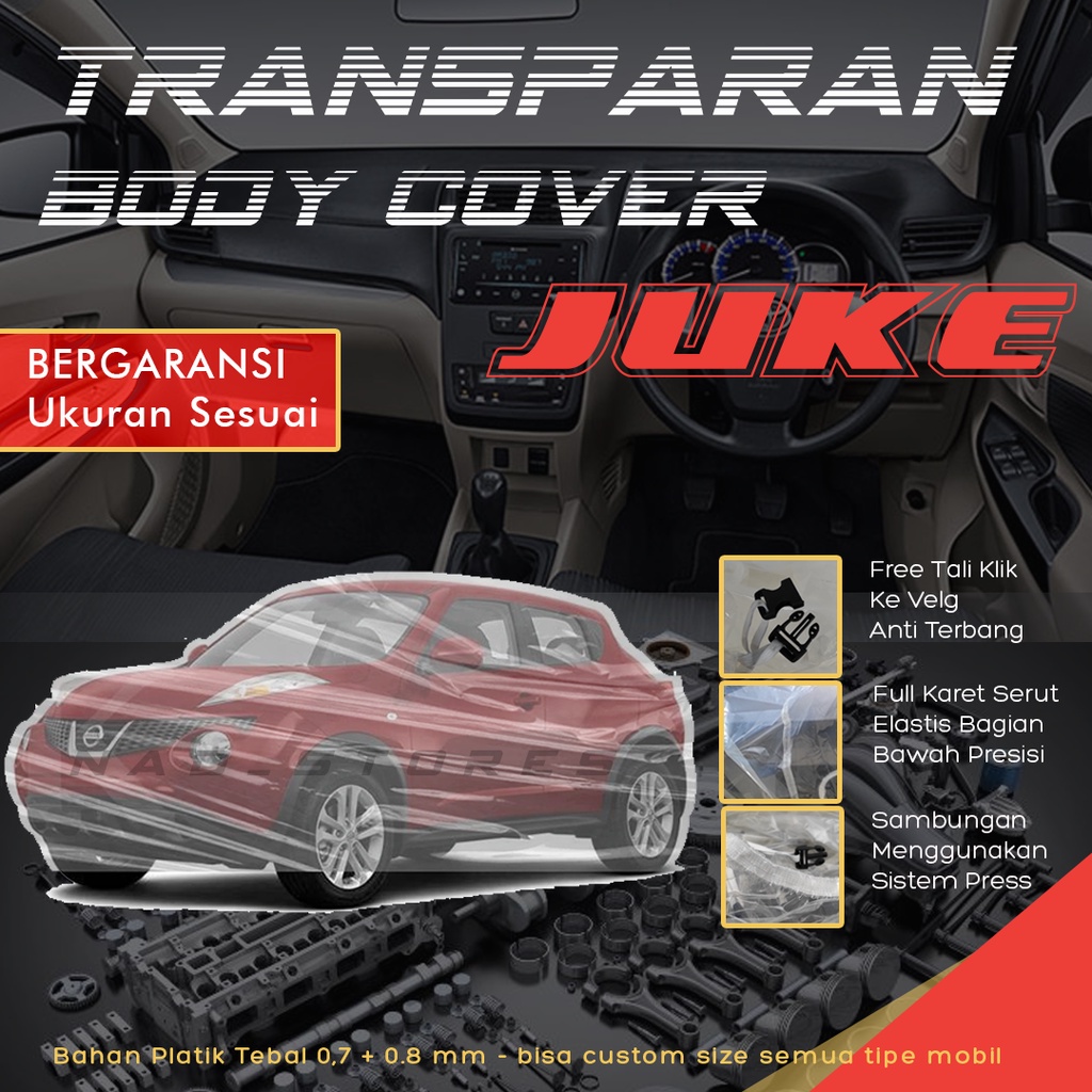 Sarung Mobil Juke Plastik Body Cover Mobil Juke Transparan Bening feroza escudo taruna