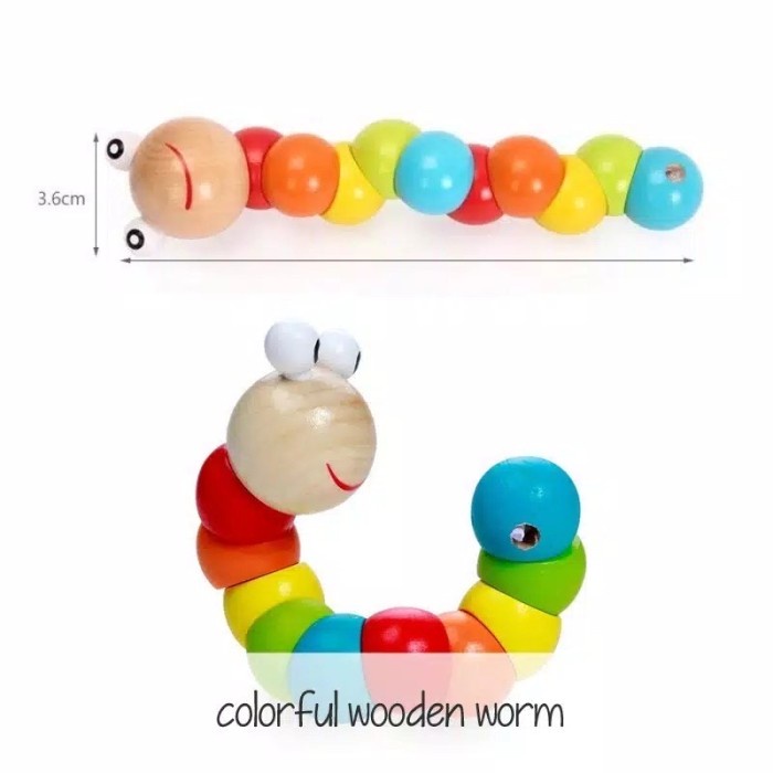 Mainan Edukasi Anak Bayi Mainan Ulat Kayu Puzzle Edukasi Caterpillar