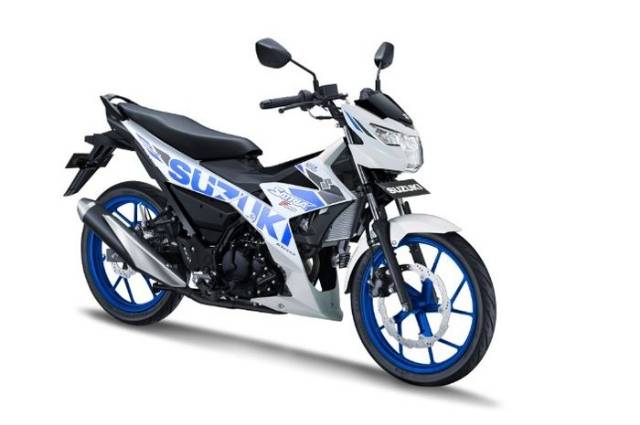 striping suzuki satria fu f150 led 2019 fi putih Lis biru body standar berkualitas termurah