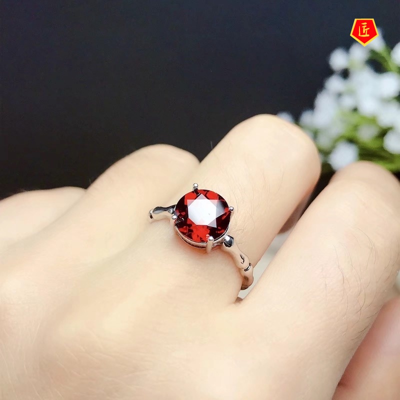 [Ready Stock]Simple Creative Silver Ruby Open Ring