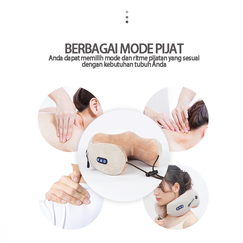 PROMO Benbo bantal pijat bentuk U/getaran pijat hangat bantal leher berbentuk U/Pijat leher/Bantal leher untuk bepergian