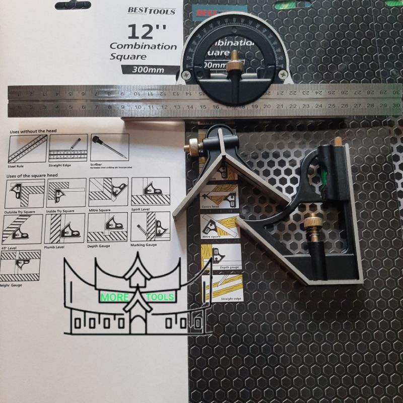 

RB Penggaris Waterpass Siku Kombinasi Dengan Busur 12 Inci / Combination Square Ruler