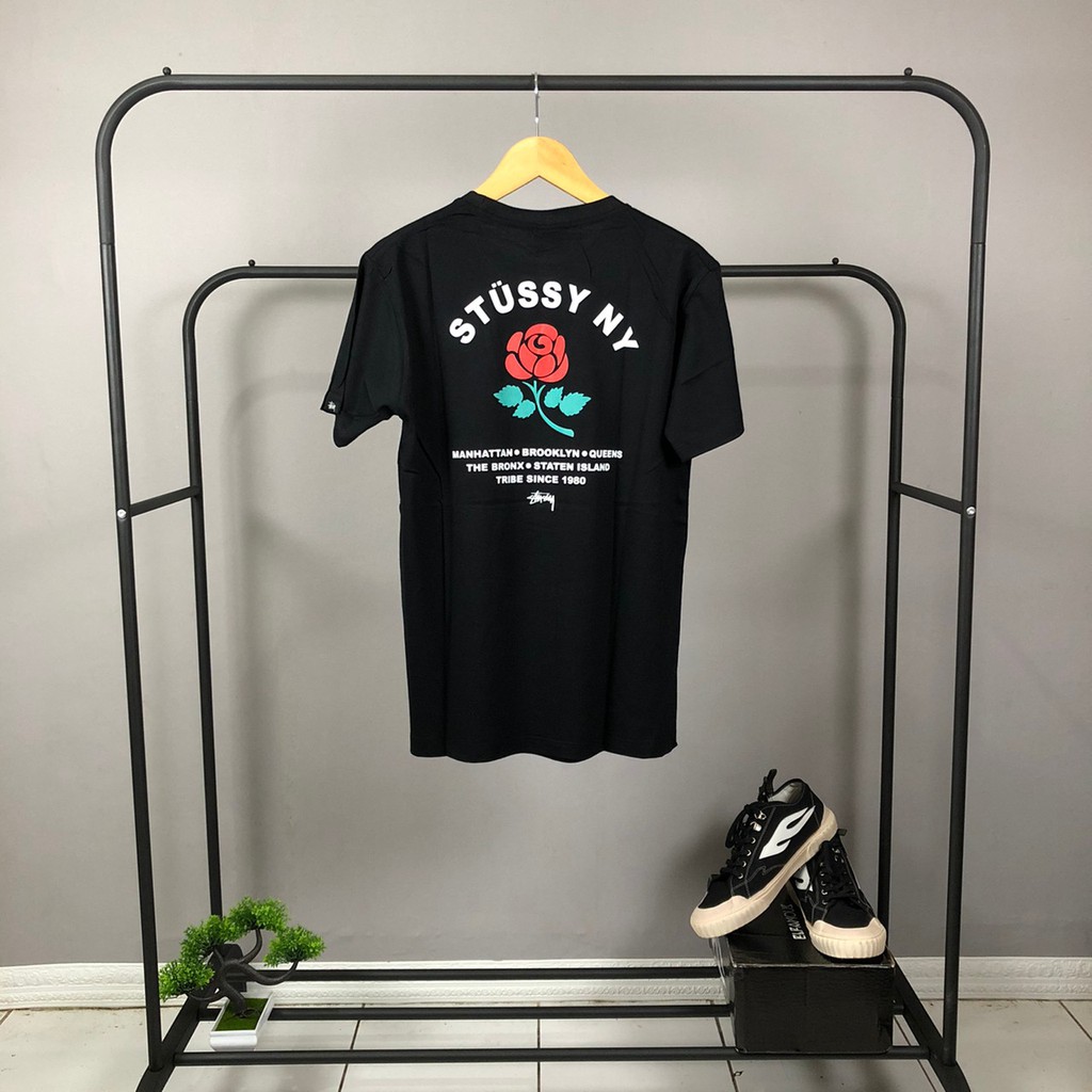 BAJU KAOS TSHIRT STUSSY NY BROOKLYN ROSE BLACK