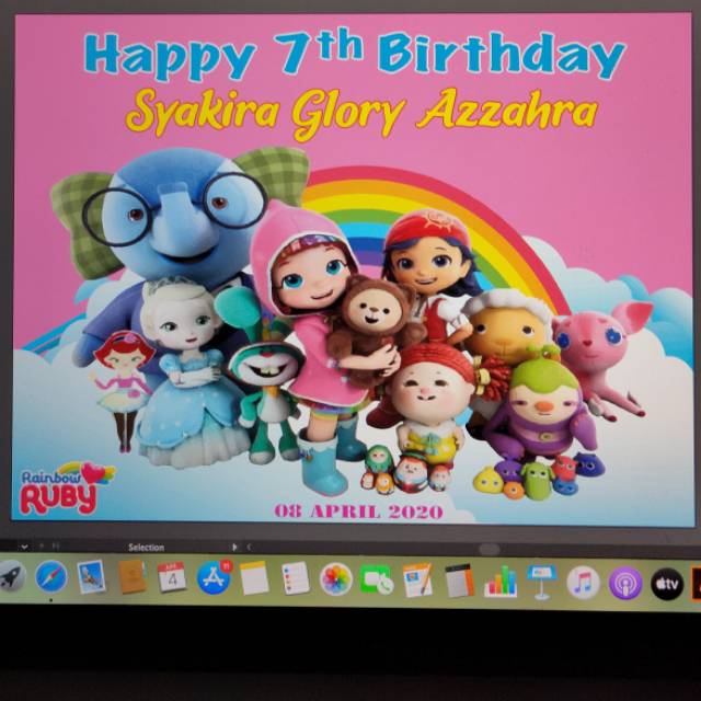 Backdrop ulang tahun custom tema Rainbow Ruby