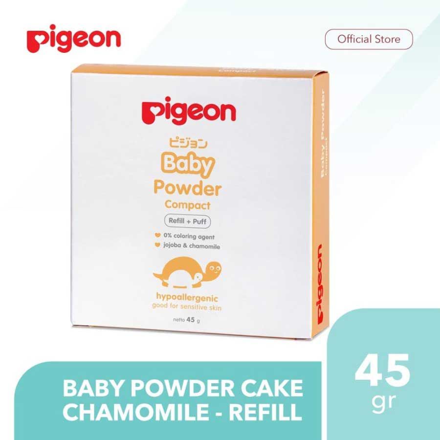 Pigeon Baby Powder Cake Compact Refill + Puff Chamomile 45 gr