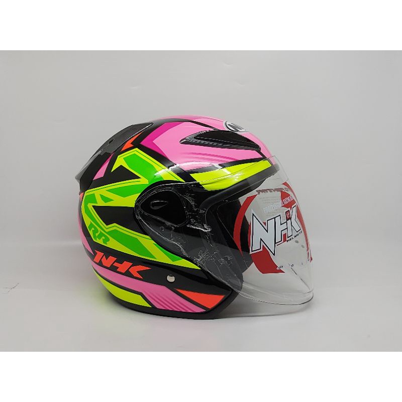 Helm Half Face | NHK R6 Motif Starco Yellow/Black/Pink