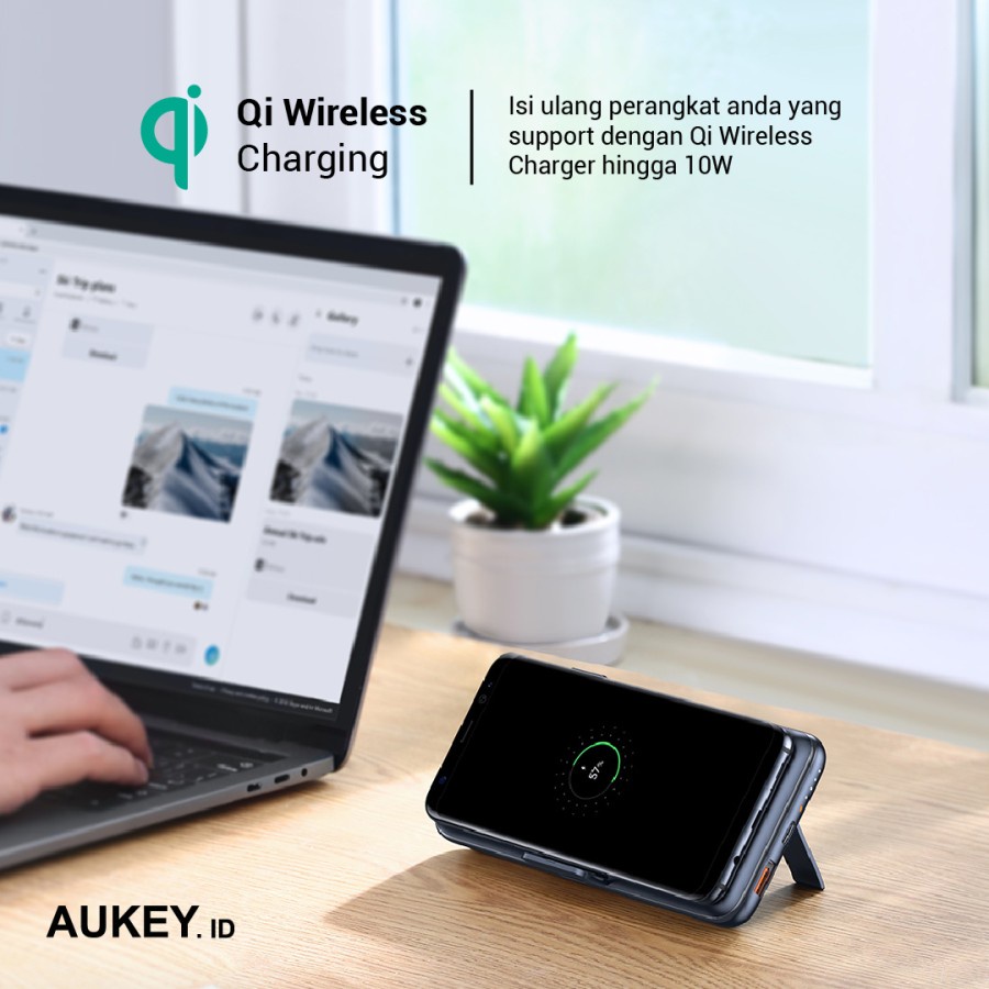 Aukey Powerbank PB-WL02 Wireless Charging 10000mAh with PD&amp;QC - 500491