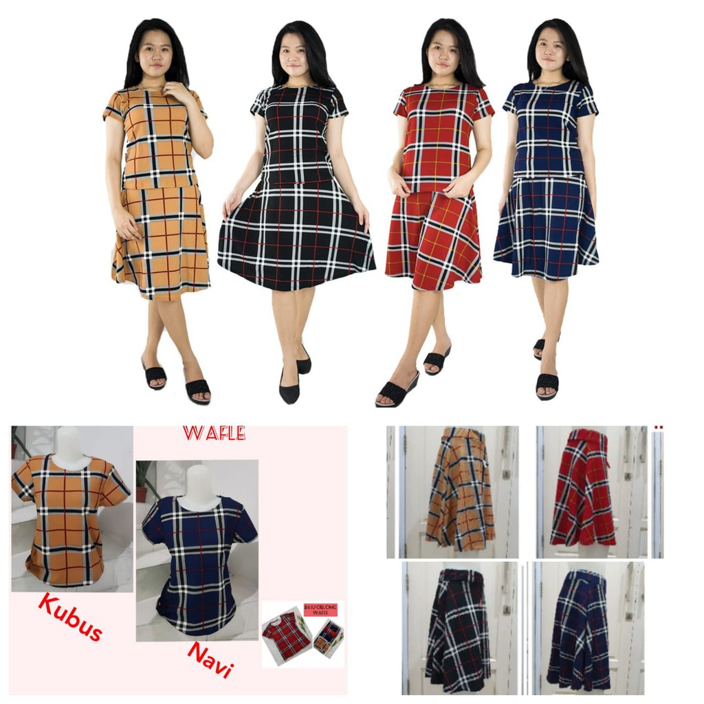 Stelan rok payung jenifer dan atasan blouse wanita