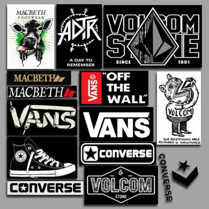 

Sticker Distro /Vans/Macbeth/volcom/ 1pack [isi 15 Lembar]