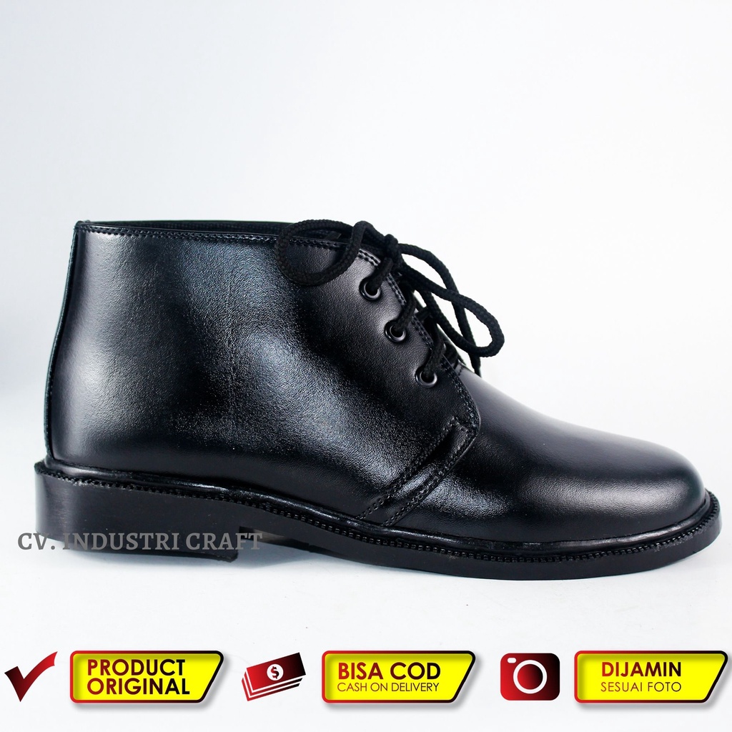 Sepatu PDH MOXXER Dinas Pria BT03 TNI Satpam Security Pantofel Kantoran Oxford Hitam DOFF Tali Kulit Sintetis