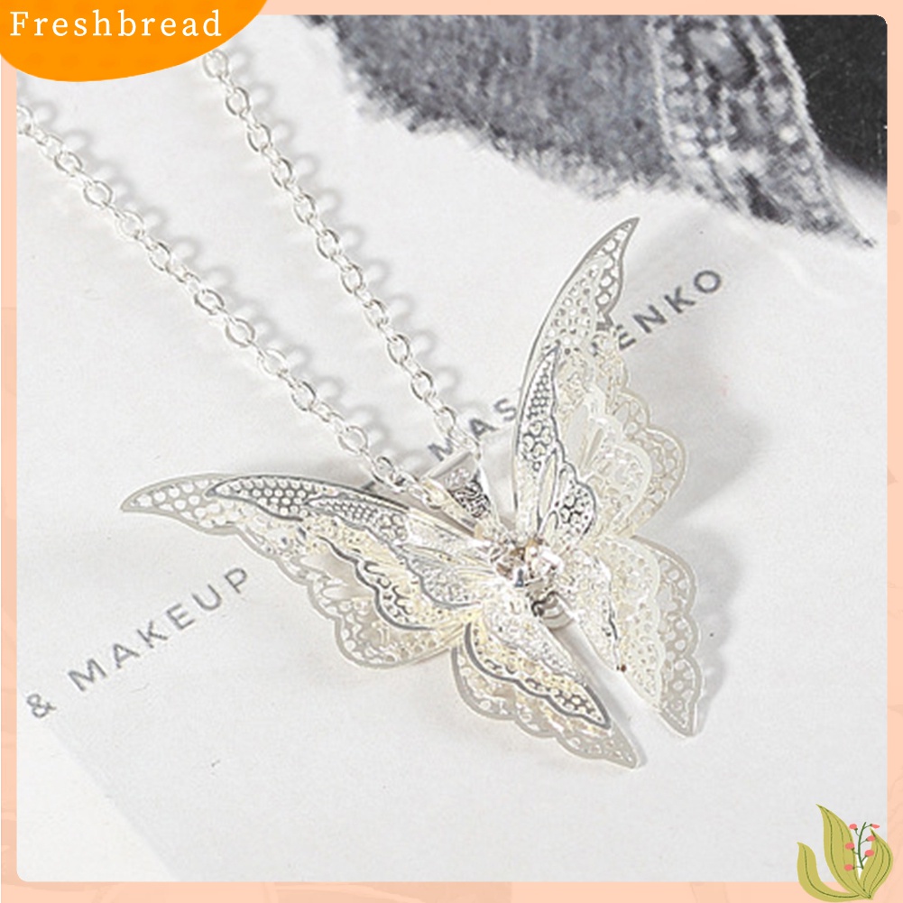 [TERLARIS]Women Fashion Silver Plated 3-layers Butterfly Hollow Pendant Necklace Jewelry Gift