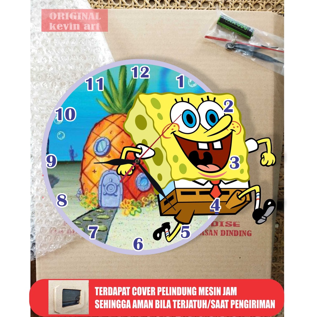 Dekorasi kamar aestetik jam dinding tempel tembok karakter spongebob gratis hiasan dinding