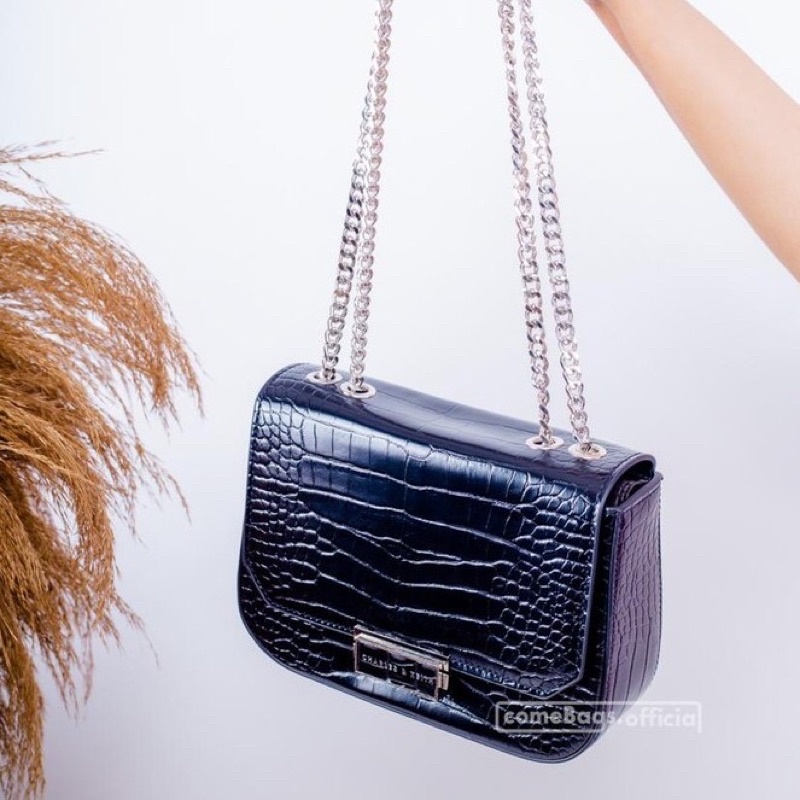 TAS SELEMPANG SLING BAG WANITA IMPORT CK SQUARE PUSHLOCK CROCO TERMURAH