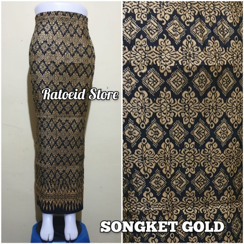 [200 Motif - Part 01] Rok Plisket Batik Panjang / Rok Batik / Rok Kebaya / Rok Wisuda / Bawahan Kebaya / Bawahan Batik / Rok Kondangan / Rok Pengantin / Rok Akad / Rok Lamaran / Rok Span / Rok Prisket Batik Jumbo Batik Production Original By Ratoeid Store-NO.3 Songket gold