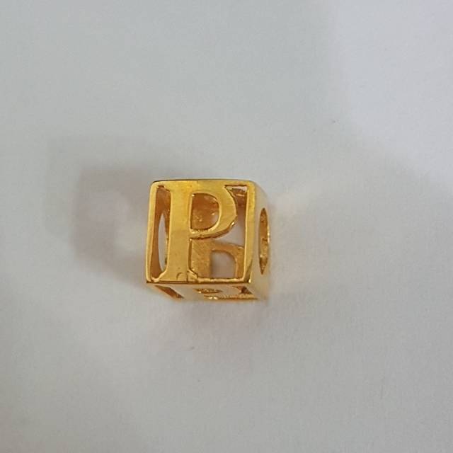 Mainan kalung emas asli kadar 875 model huruf P kotak terbaru