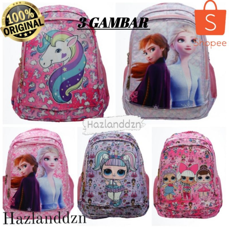 TAS RANSEL ANAK SD PEREMPUAN IMPORT MODEL BUKU BISA BOLAK BALIK GANTI GAMBAR