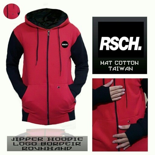 Jaket Hoodie Jipper Ouval Research RSCH Abu Merah Murah Termurah MURAH MERIAH