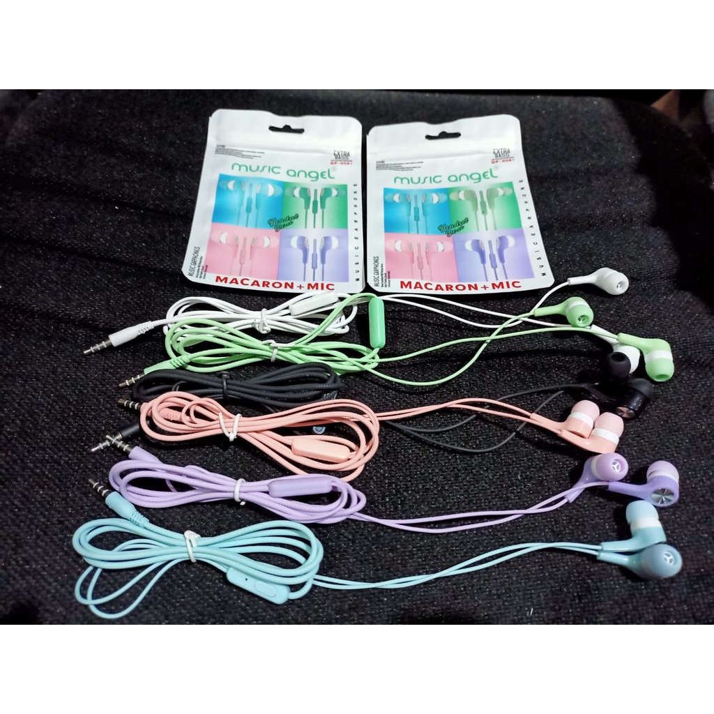[Plus Mic] Headset Music Angel Macaron Plus Mic Mate Color Hifi Extra Bass Earphone