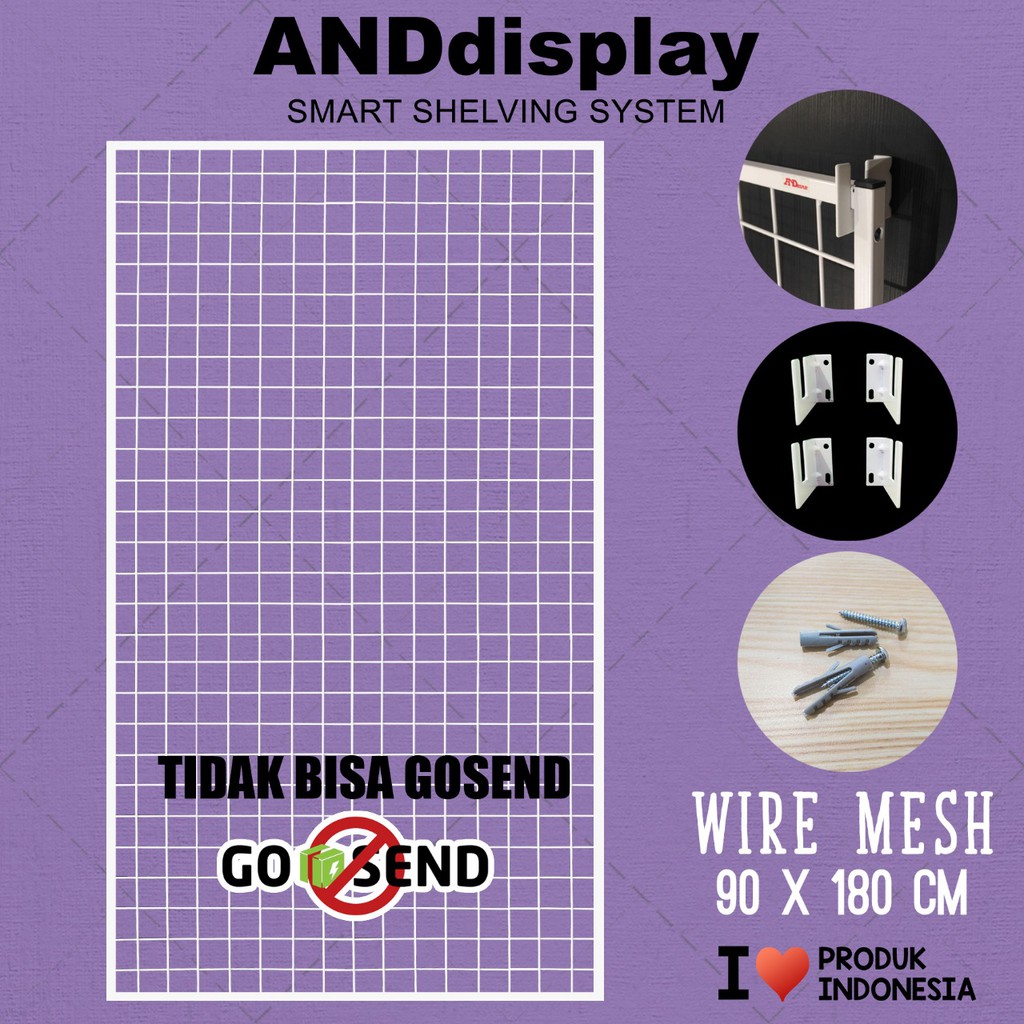 WIREMESH 90 X 180 CM PLUS H-5 WALL RAM DISLPAY CANTOLAN DINDING