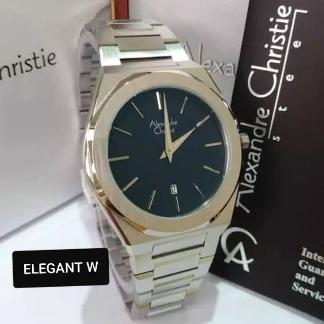JAM TANGAN ALEXANDER CHRISTIE PRIA ORIGINAL AC 8600 MD SILVER BLACK