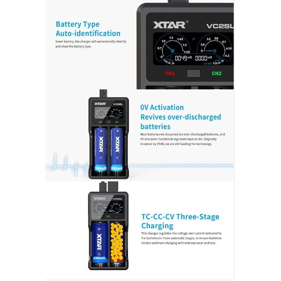 Afud_Terang_Jaya Xtar Vc2Sl, 2 Slots Fast Battery Charger With Colourfull Lcd Screen Upgrade From