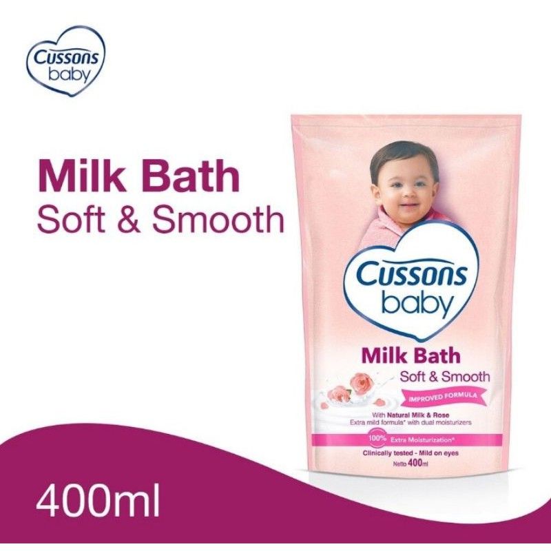 Cussons Baby Milk Bath Hair &amp; Body 400ml Refill - Cusson Sabun Mandi Bayi - Sabun Shampoo Bayi 2in1