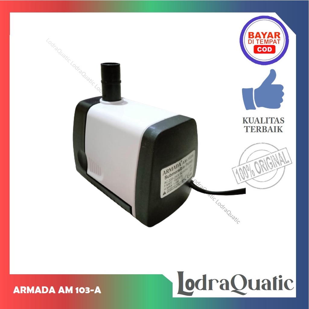 PROMO MURAH ARMADA 103 POMPA KOLAM IKAN ARMADA 103 NAIK 1,6 METER POMPA AIR HIDROPONIK POMPA KOLAM KECIL POMPA AQUARIUM BESAR FILTER AQUARIUM FILTER KOLAM IKAN KOI FILTER POMPA AIR LAUT MARINE POMPA 2000 LITER PER JAM