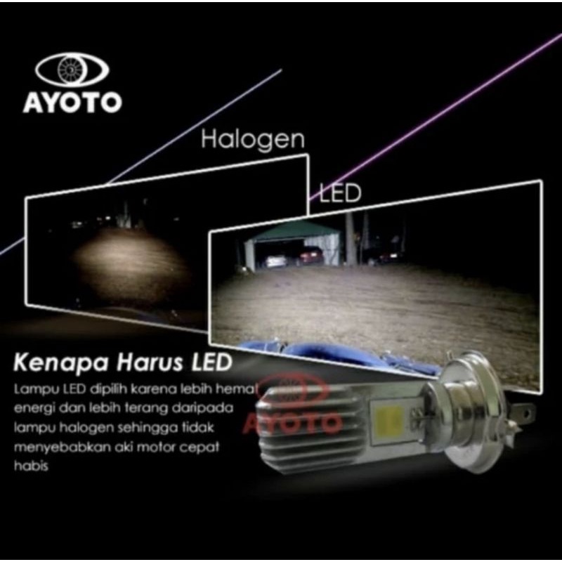 Lampu LED Depan Motor AYOTO M3A Vixion H4 AC/DC Hi-Lo Headlamp