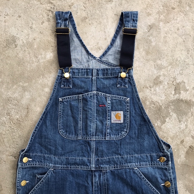 carhartt wip bib overall double knee blue wash
