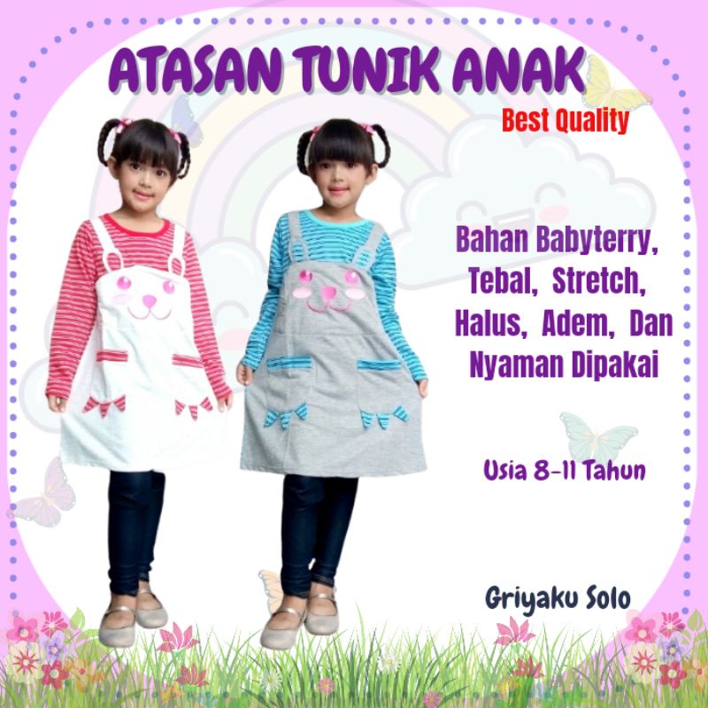 TUNIK ANAK PEREMPUAN TANGGUNG IMPORT KEKINIAN TERBARU BAHAN KAOS BABYTERY LUCU BAJU TUNIK ANAK CEWEK