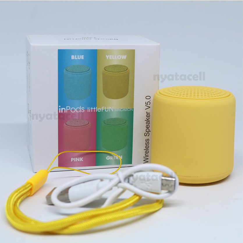 Speaker Bluetooth Macaron InPods Little Fun Wireless Mini Portable Stereo Bass TWS-KUNING