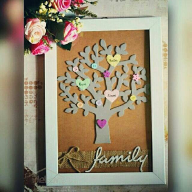 Custom Hiasan  Dinding  Pajangan Frame Kaca Family Tree 