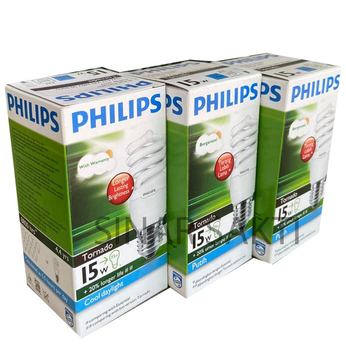 PHILIPS (BUNDLING 3 PCS) LAMPU TORNADO 15 WATT WW - CDL