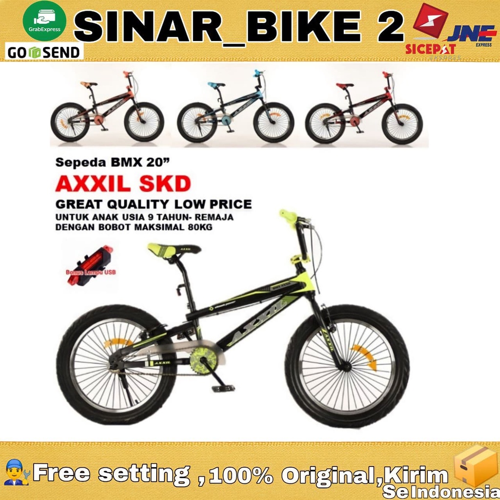 Sepeda BMX 20 Inch AXXIL SKD Ban Jumbo 3.0 Bonus Lampu USB