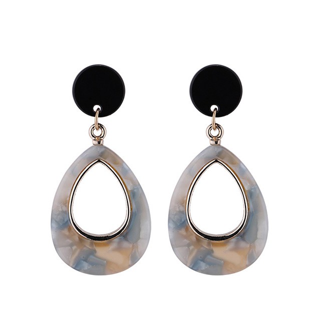 LRC Anting Tusuk Fashion Waterdrop Shape Decorated Earrings