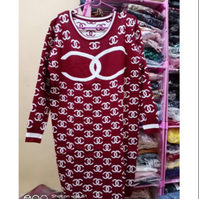 Tunik rajut motif chanel ld 105 -120