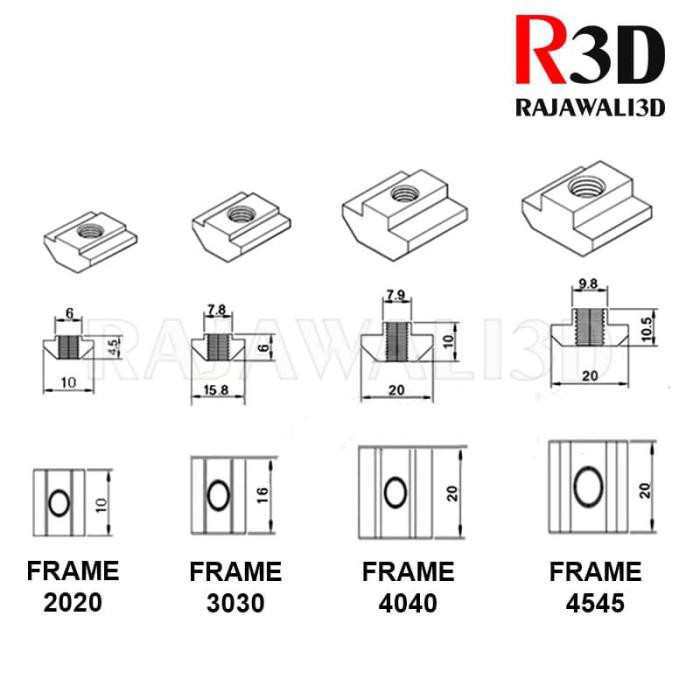 T Nut M4 Tee Nut T Sliding Nut 30-M4 Square Aluminium Profile 3030