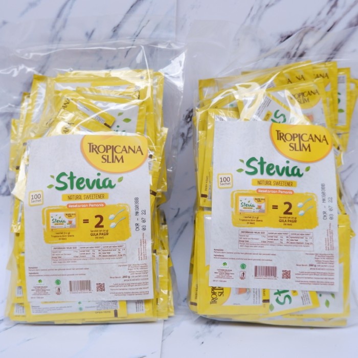 

LAINNYAKESEHATAN- TROPICANA SLIM STEVIA 100 SACHET / SWEETENER STEVIA TROPICANA -KESEHATAN-LAINNYA.