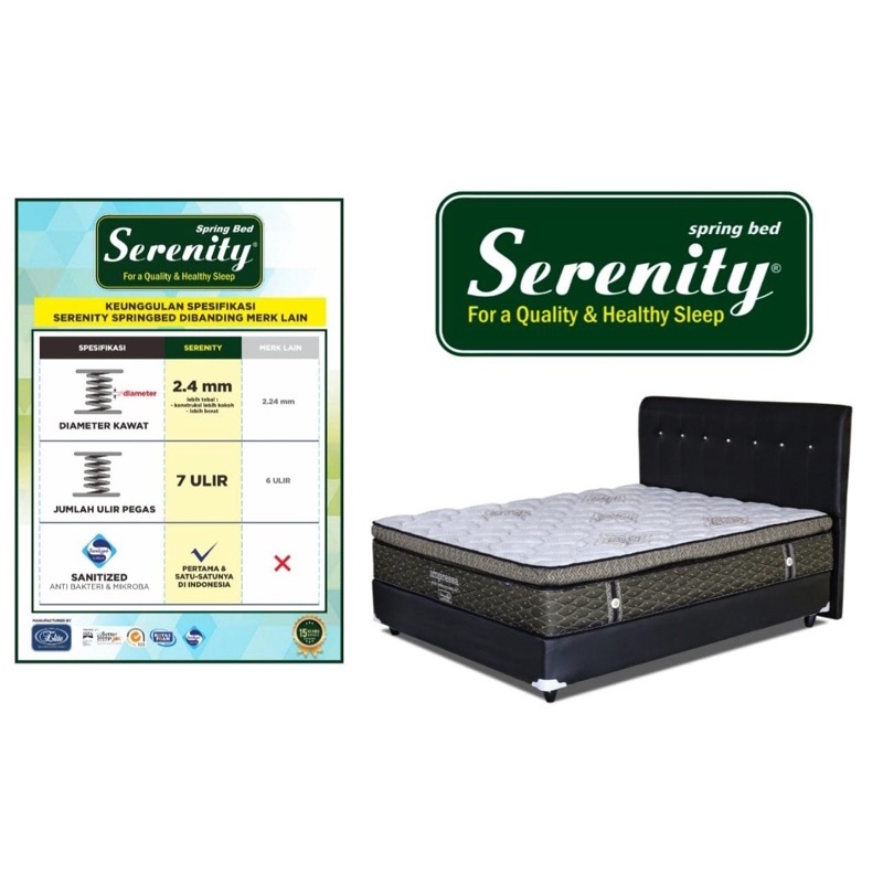 Spring Bed Elite Serenity Impressa Pocket Latex Matress Dan Set