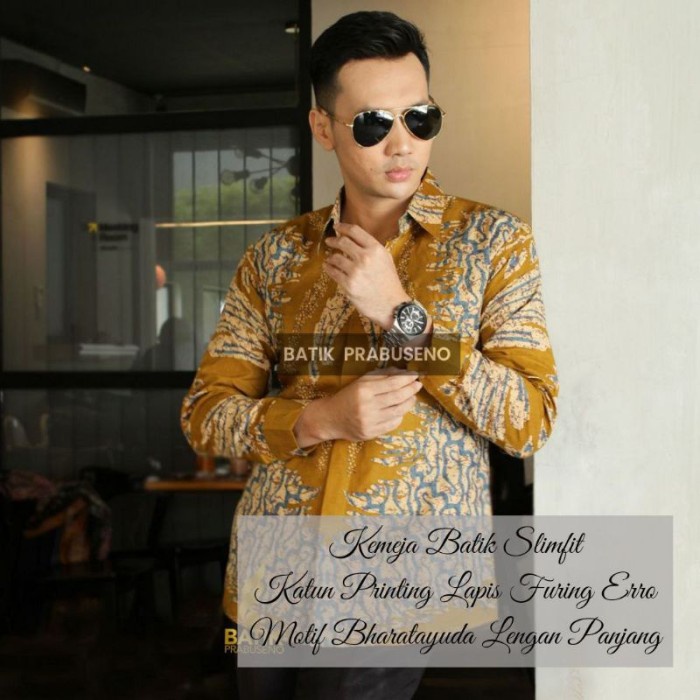 Bharatayuda Kemeja Batik Pria Lengan Panjang Slim Fit Ori Prabuseno - Bharatayuda, L