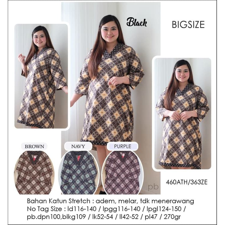 Bigsize Dress Batik Jumbo Dress Batik Big size Baju Terusan 363ZE Berkualitas