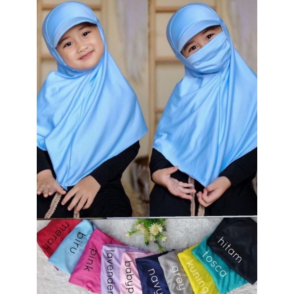 JILBAB / HIJAB ANAK PEREMPUAN TOPI NIQOB KERUDUNG ANAK PEREMPUAN PAUD JILBAB ANAK TK  3 TAHUN - 5 TA