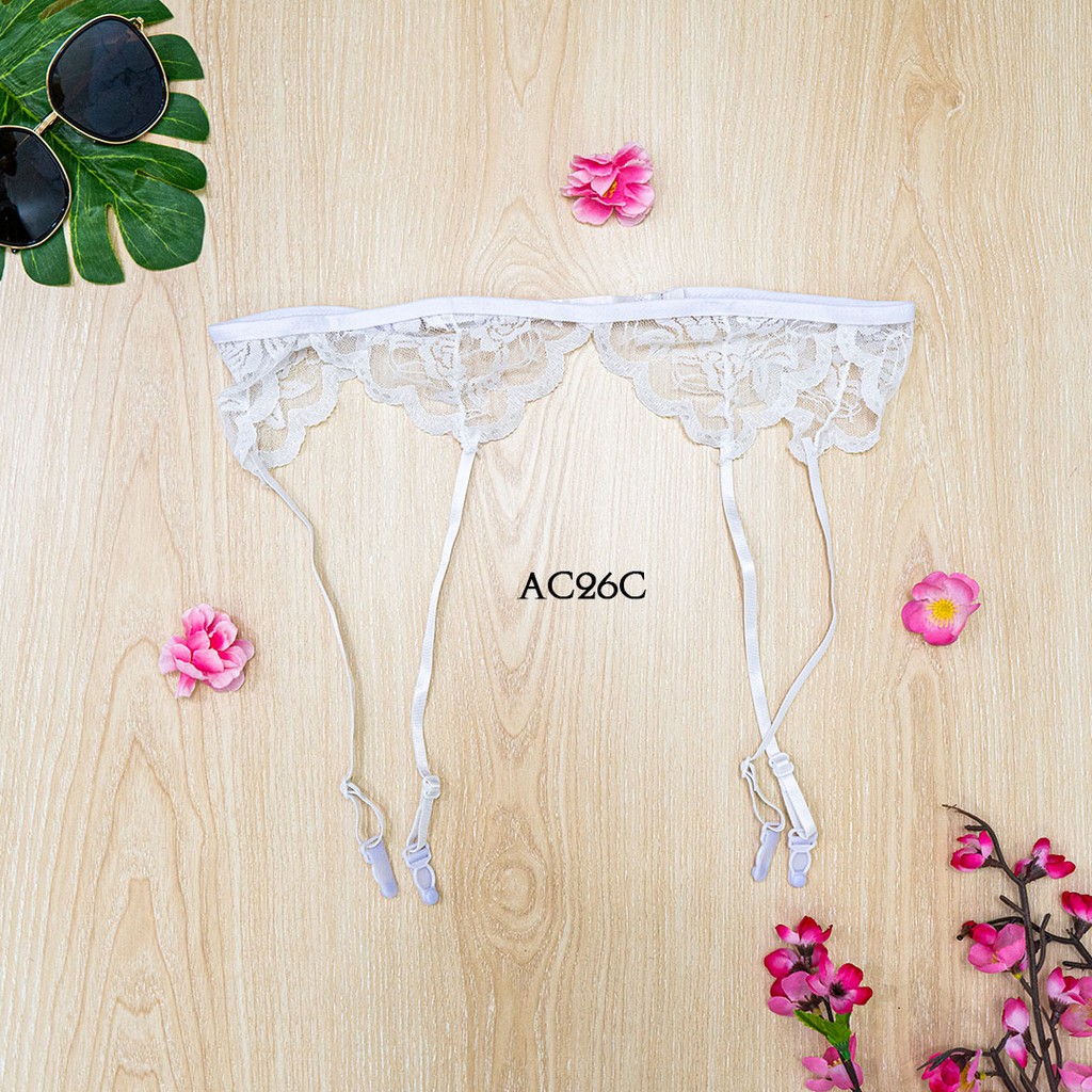 [PRODUK TERBATAS] STOCKING SEXY + SABUK PAHA GARTER BELT LACE PUTIH AC26C