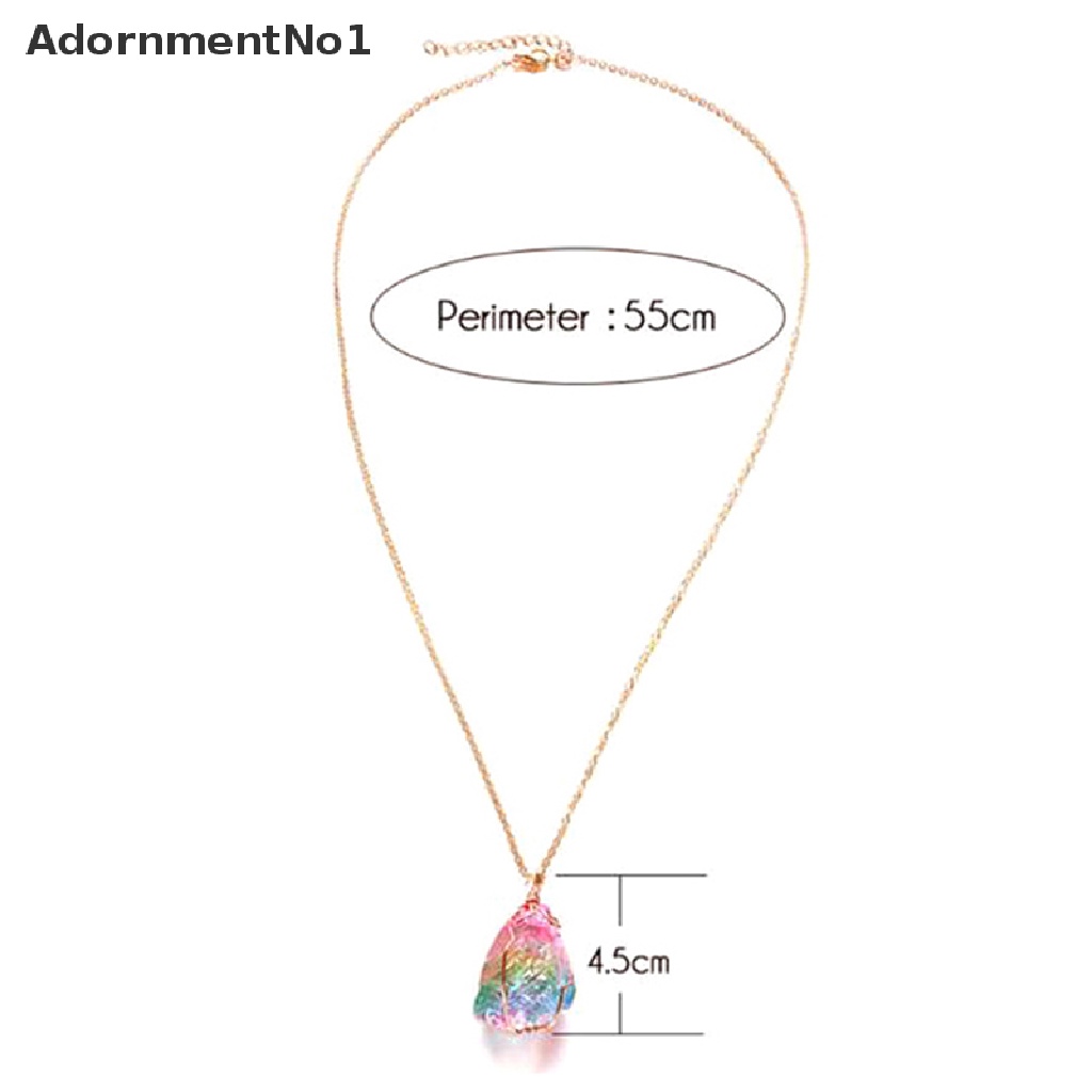 (AdornmentNo1) Kalung Rantai Dengan Liontin Batu Kristal Chakra Rock Warna Pelangi Untuk Wanita