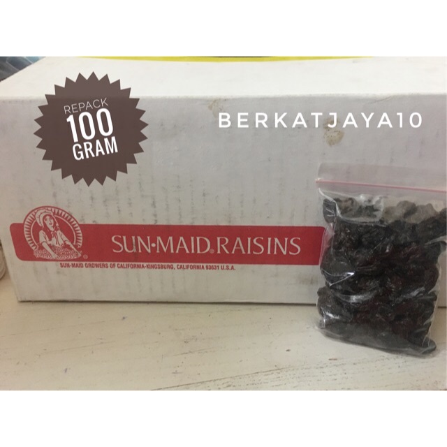 Kismis Raisins Sun Maid 100 Gram import USA California REPACK