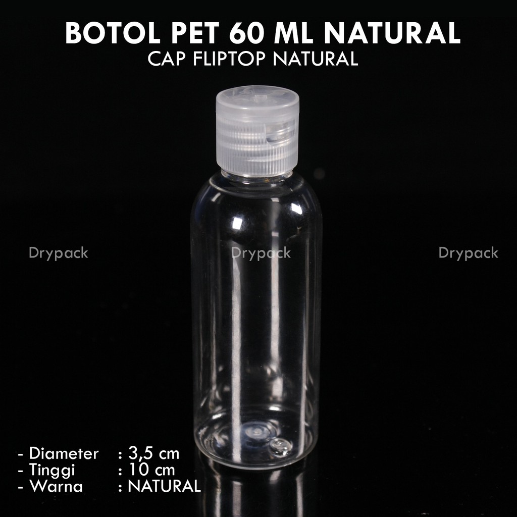 Botol PET 60 ML Natural Fliptop